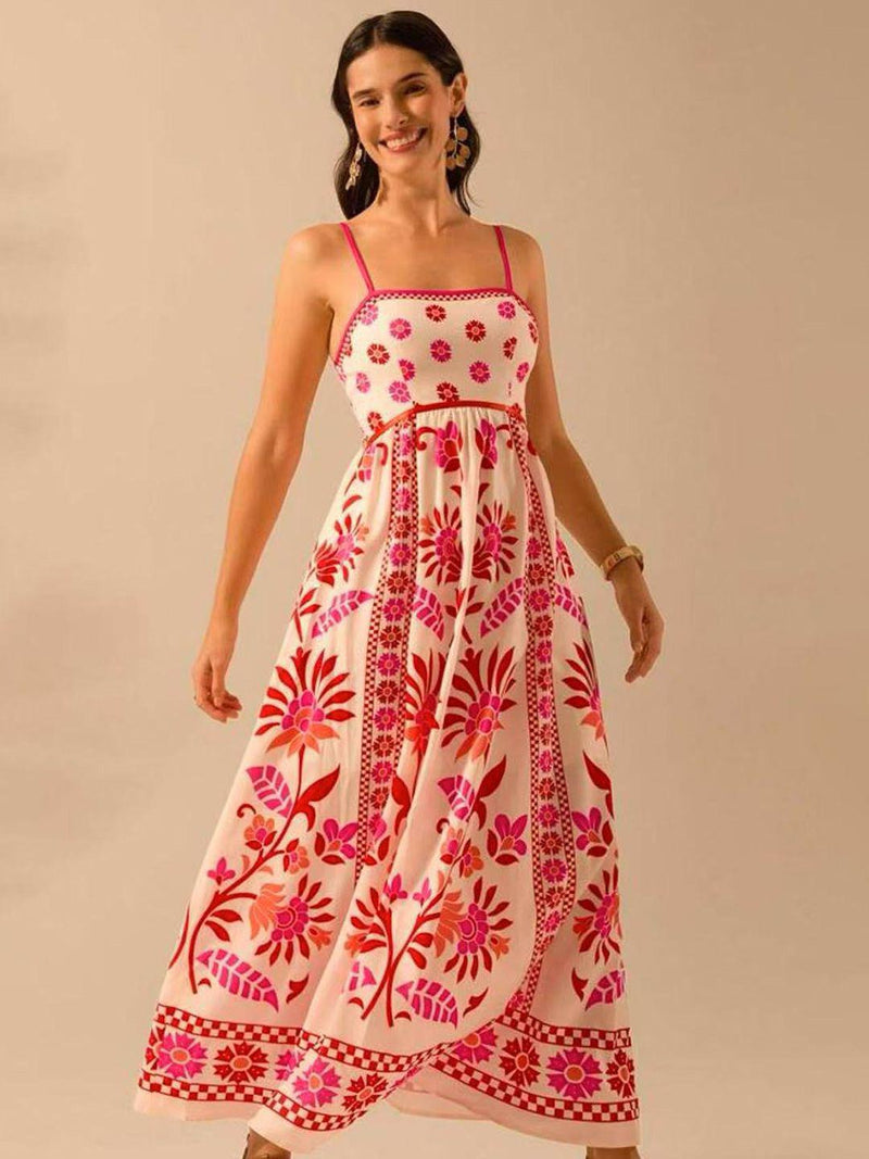Floral Printed Strappy Maxi Dress